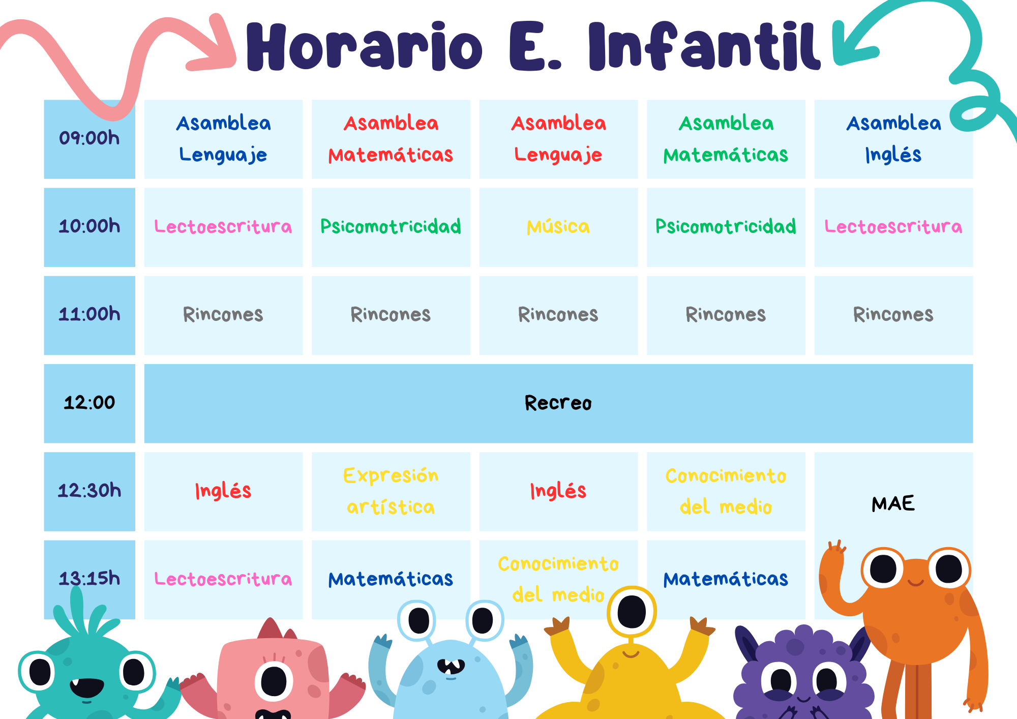 HORARIO EDUCACIÓN INFANTIL